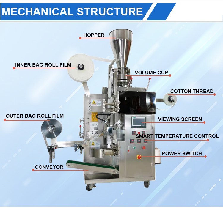 inner outer tea bag packing machine with thread and tag(图7)