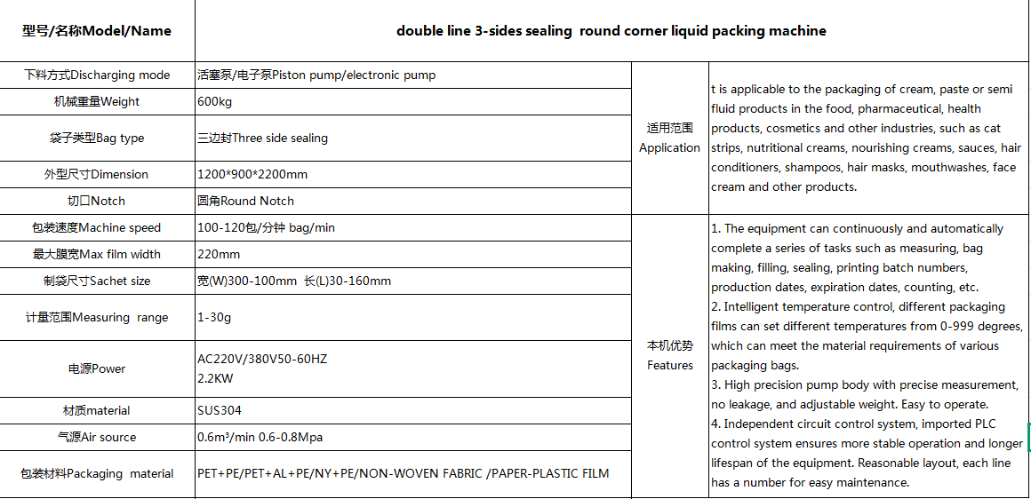 double line 3-sides sealing round corner liquid packing machine(图2)