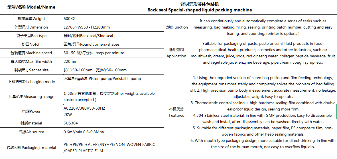 back sealing special-shaped liquid packing machine(图2)
