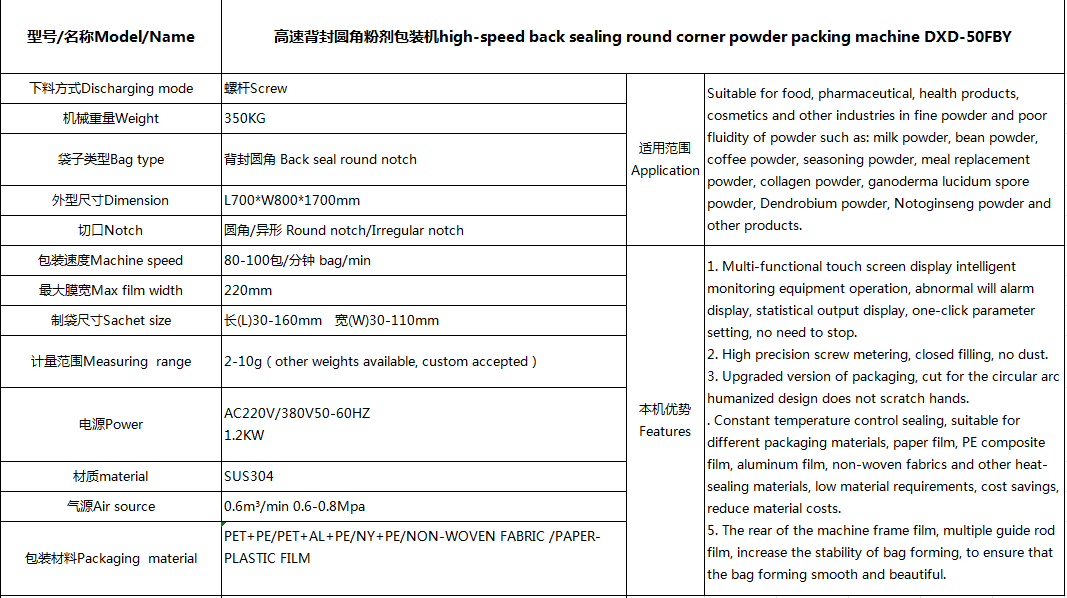 high-speed back sealing round corner powder packing machine(图2)