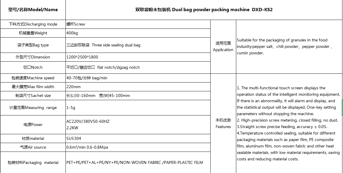 double bag powder packing machine(图2)