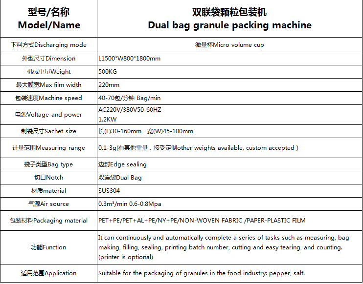 pepper salt double granule packing machine(granule+granule)(图2)